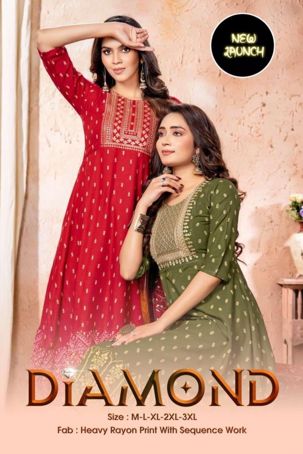 Golden Diamond Rayon Exclusive Fancy  Designer long Kurti Collection